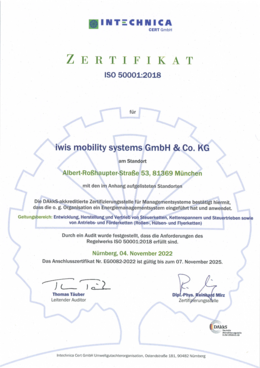 ISO 50001:2018 Zertifikat